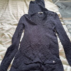 Roxy Black V-Neck Hooded Sweater